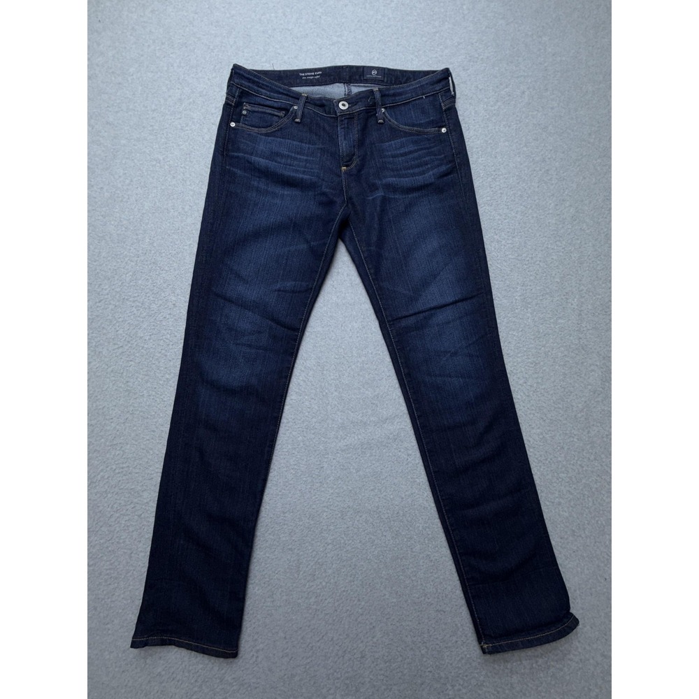 AG Adriano Goldschmied The Stevie Cuff Jeans Womens 28 Blue Dark Wash Straight
